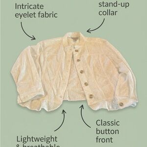 Chico's White Eyelet Jacket sz 2 or Large